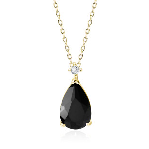 Lantisor argint placat cu aur galben cu pietre negre teardrop DiAmanti Z1591NG_B-DIA (Argint 925‰ 3,1 g.)
